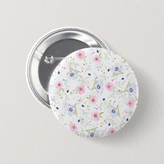 Pretty Floral Pattern 6 Cm Round Badge (Front & Back)