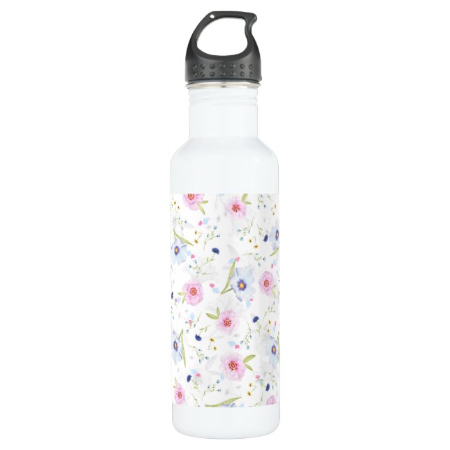 Pretty Floral Pattern 710 Ml Water Bottle (Front)