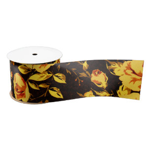 Pretty Floral Pattern, edgy amber rose Satin Ribbon