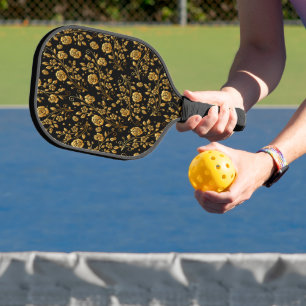 Pretty Floral Pattern Gold Wildflowers Pickleball Paddle