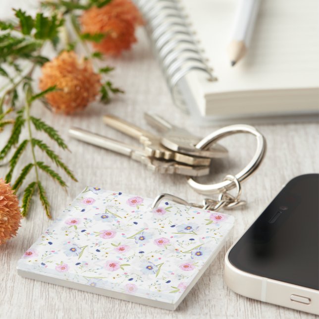Pretty Floral Pattern Key Ring (Front Right)