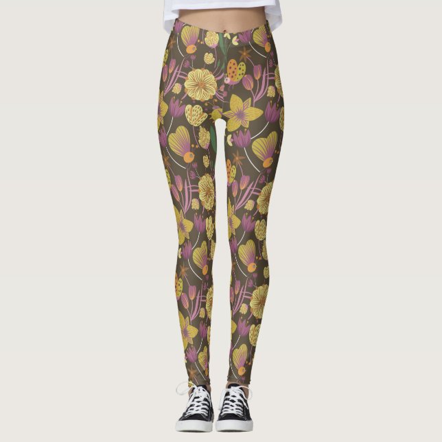 Pretty Floral Pattern Leggings (Front)