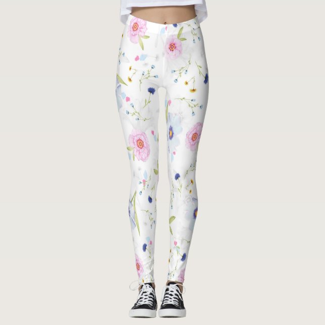 Pretty Floral Pattern Leggings (Front)