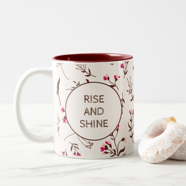 Pretty Floral Pattern Mug (With Donut)