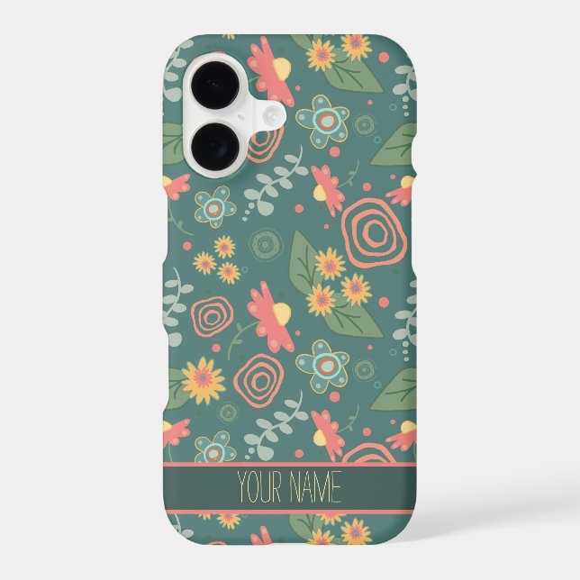 Pretty Floral Pattern Personalise Name Fun Samsung Galaxy S21 Case (Back)