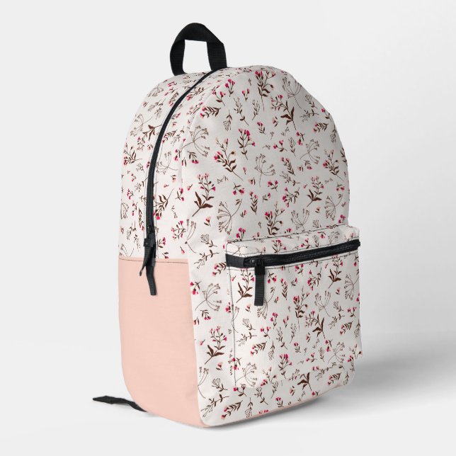 Pretty Floral Pattern Printed Backpack (Back Corner Left)