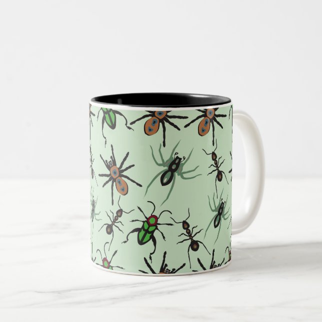 Pretty Floral Pattern Two-Tone Coffee Mug (Front Right)