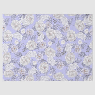 Pretty floral peonies leaves blue tissue paper