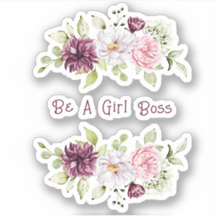 Pretty Floral Peony "Be A Girl Boss" Vinyl