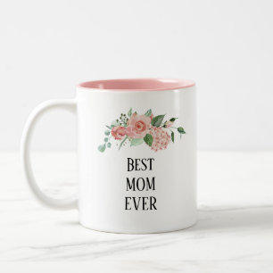 Pretty floral Personalised best Mum ever Two-Tone Coffee Mug