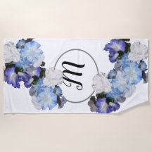Pretty Floral Personalised Monogram Beach Towel