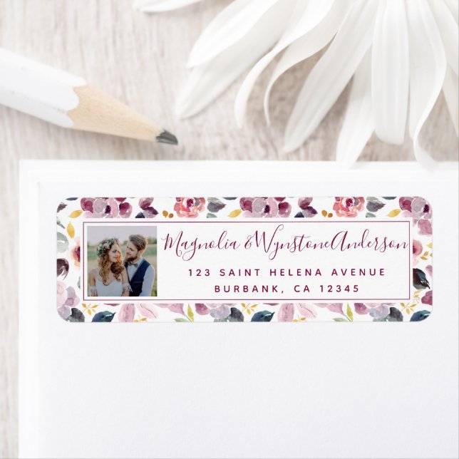 Pretty Floral Photo Return Address Label (Insitu)