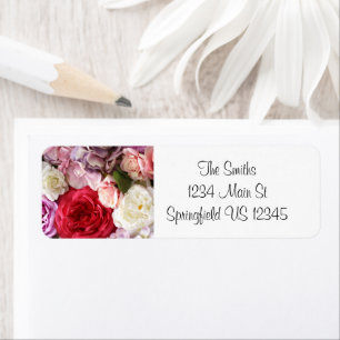 Pretty floral pink and red return address