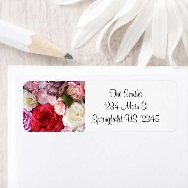 Pretty floral pink and red return address (Insitu)