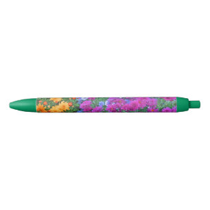 PRETTY FLORAL/PINK, BLUE, MARIGOLD AND GREEN COLOR BLACK INK PEN