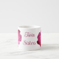 Pretty floral pink roses twin sisters identical