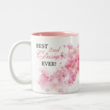 Pretty Floral Pink Watercolor Best 2nd Cousin Ever