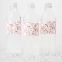Pretty Floral Pony Birthday Party Labels