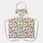 Pretty Floral Print Custom Text Name Personalised Apron (Front)