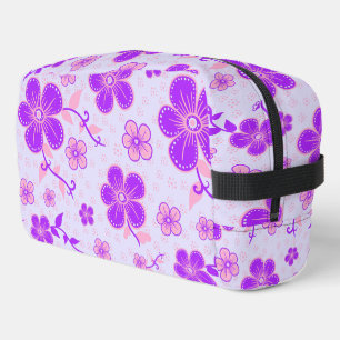 Pretty Floral Print Purple and Pink on Lavender Dopp Kit