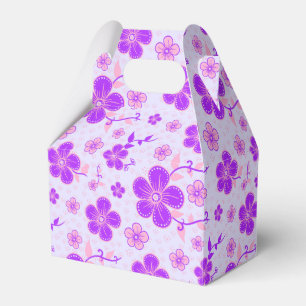 Pretty Floral Print Purple and Pink on Lavender Favour Box