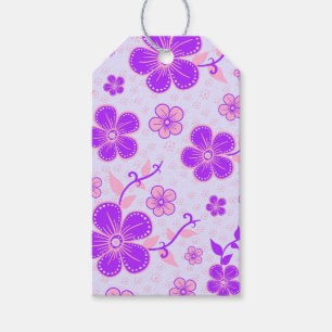 Pretty Floral Print Purple and Pink on Lavender Gift Tags