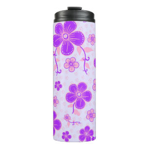 Pretty Floral Print Purple and Pink on Lavender Thermal Tumbler
