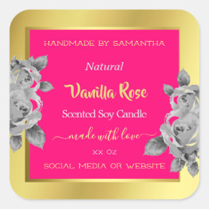 Pretty Floral Product Packaging Labels Gold & Pink