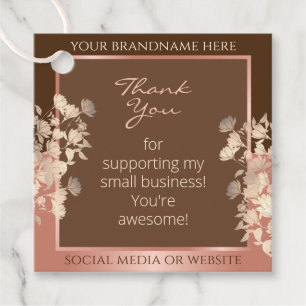 Pretty Floral Product Supplies Brown and Rose Gold Favour Tags