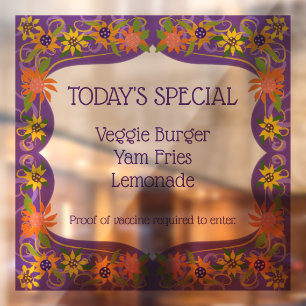 Pretty Floral Purple Border Window Cling