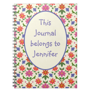 Pretty Floral Rangoli on Ecru Spiral Notebook