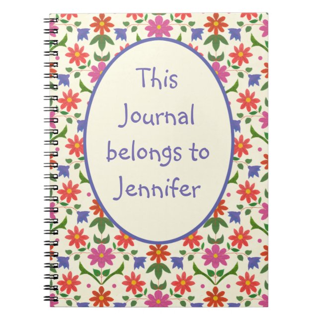 Pretty Floral Rangoli on Ecru Spiral Notebook (Front)