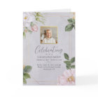Pretty Floral Rose Photo Order of Service Funeral