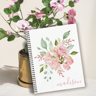 Pretty Floral Roses Name Personalised Journal/ Notebook
