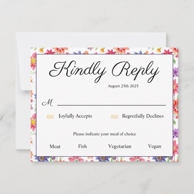 Pretty Floral  RSVP Card (Front)