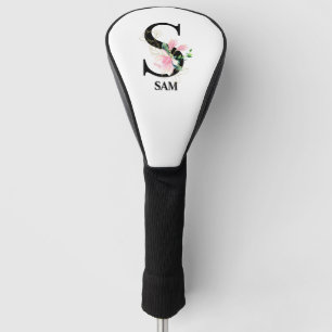 Pretty Floral S Initial Monogrammed Golf Head Cover