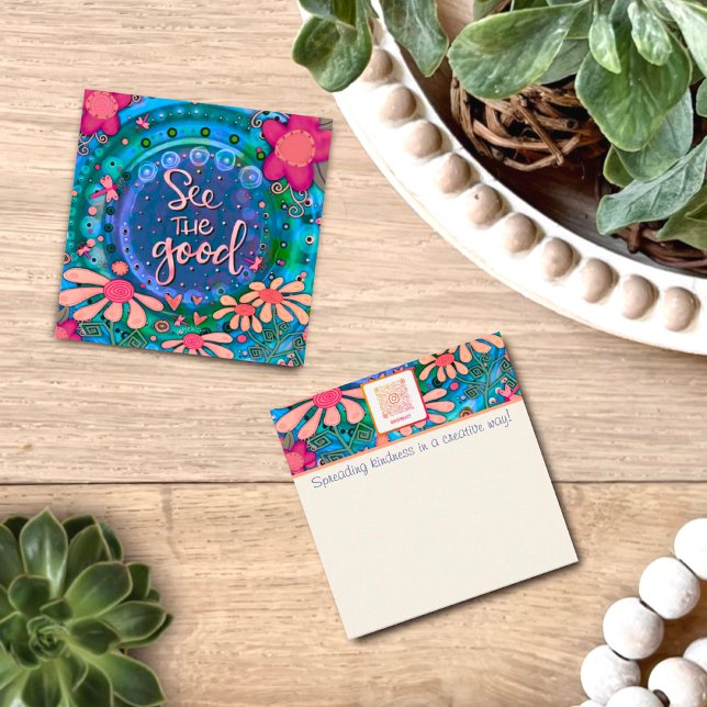 Pretty Floral See The Good Quote Kindness Card (Fun, colorful, Inspirational kindness cards, perfect for handing out on random acts of kindness day.)
