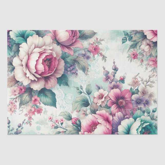 Pretty Floral Shabby Chic Birthday  Tissue Paper (Front)