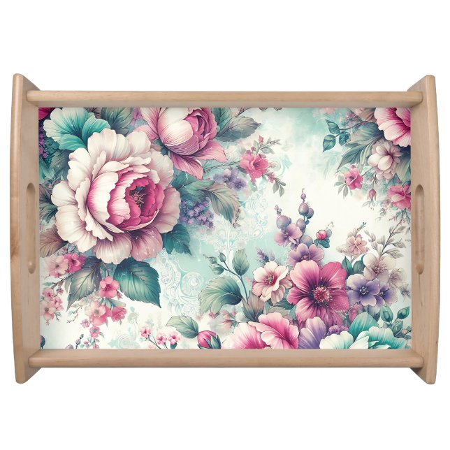Pretty Floral Shabby Chic Serving Tray (Front)