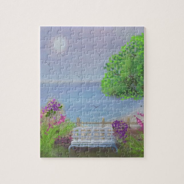Pretty Floral Sitting Area By The Sea Jigsaw Puzzle (Vertical)