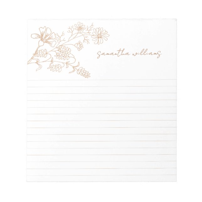 Pretty floral spray custom notepad (Front)