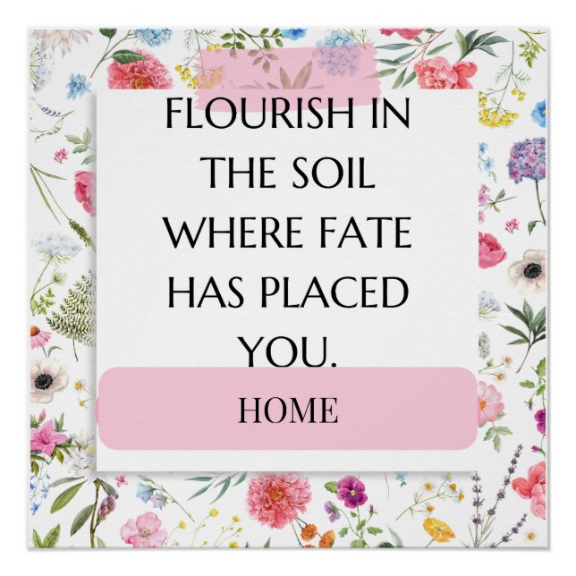 Pretty floral spring quote spring Door Mat Poster (Front)
