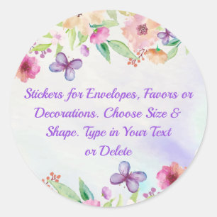 Pretty, Floral Stickers, Personalised Any Occasion Classic Round Sticker
