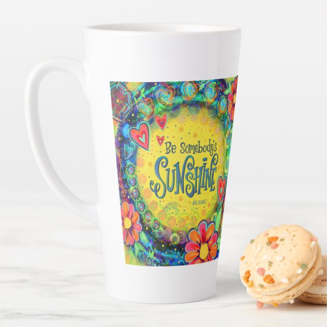 Pretty Floral Sunshine Yellow Inspirivity Latte Mug (In Situ)