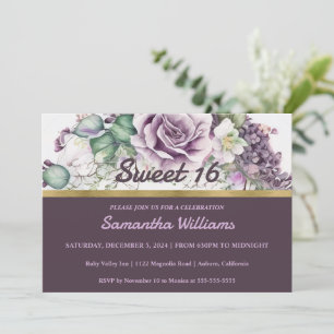 Pretty Floral Sweet 16 Invitation