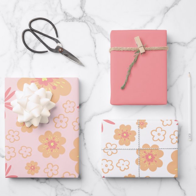 Pretty Floral Sweet Pattern Wrapping Paper Sheet (Front)