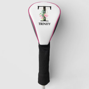 Pretty Floral T Initial Monogrammed Golf Head Cover