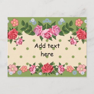 pretty floral template, ready to personalise postcard
