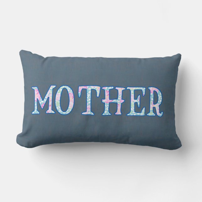 Pretty Floral Text Design Faux Applique Mother Lumbar Cushion (Front)