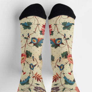 Pretty floral textile design Crew Socks
